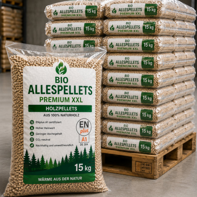 Bio Allespellets Premium XXL – Palette 84 Säcke (1.260 kg)